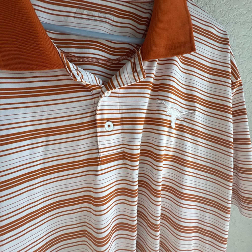 Men's Polo Shirt - Orange and White Stripes